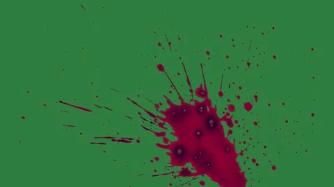 Blood Splashing With Splashs On Green Screen Chroma Key Background Stock Footage 338018145