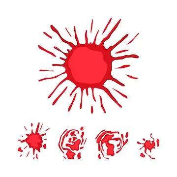 Blood splatter and red liquid stain collection Stock Illustration
