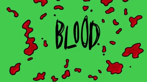 Blood Splatter Animation Green Screen Video Overlay Stock Footage 344767580