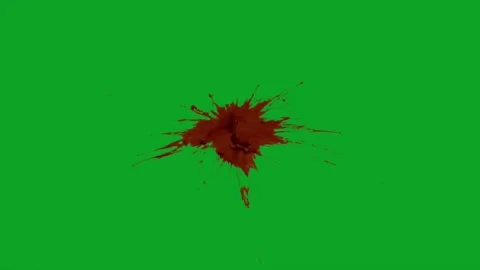 Blood splatter effect with realistic liquid drips on a chroma key green screen Stock Footage 332763618