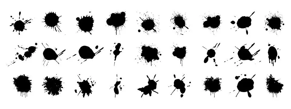 Blood splatter elements. Grunge texture set. Realistic red stains and spray.. Stock Illustration