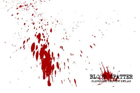 Blood splatter elements on white background . Criminal concept . Vector . Stock Illustration