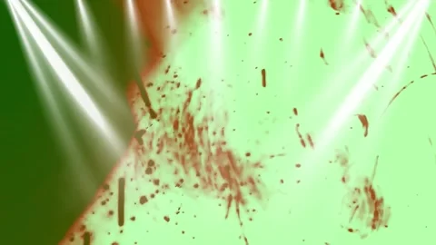 Blood splatter under stage lights dramatic horror with splatters streaks Stock Footage 340610938