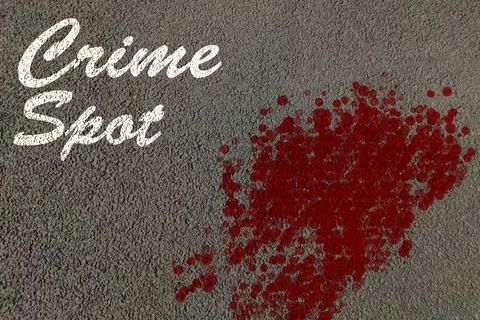 Blood strains spread on road with text of Crime spot , illustration image of Stock Illustration