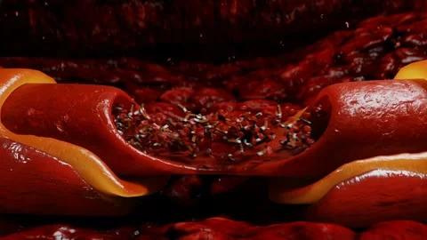 Blood stream and cigarette butts. smoking health harm concept. Inside human body Video stock 268695891