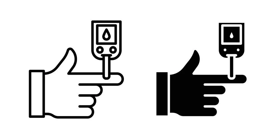 Blood sugar test icon vector template set in black イラスト素材