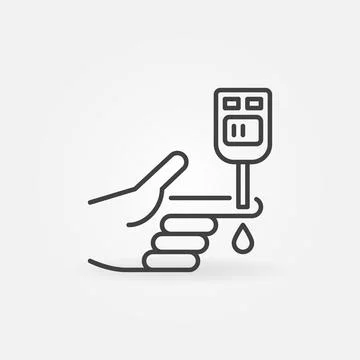 Blood Sugar Test vector Glucose Meter concept line icon or symbol Stock Illustration