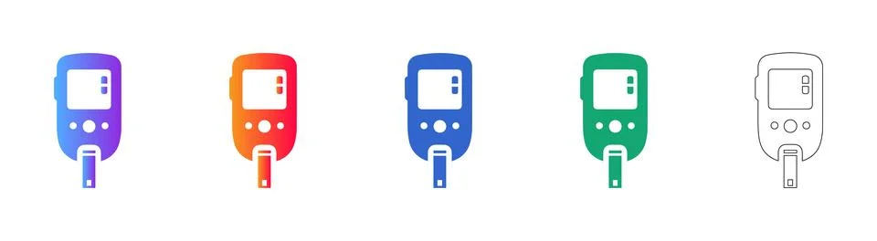 Blood Sugar Testing Device Icon Set Illustrazione stock