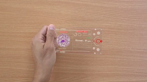 Blood sugar testing (Glucose Normal level) your self at home Stock Footage 101629395