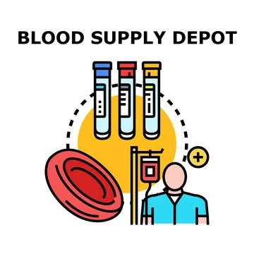 Blood supply depot analyzing samples with medical personnel Stock Illustration