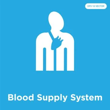 Blood Supply System icon isolated on blue background Free Stock Illustration