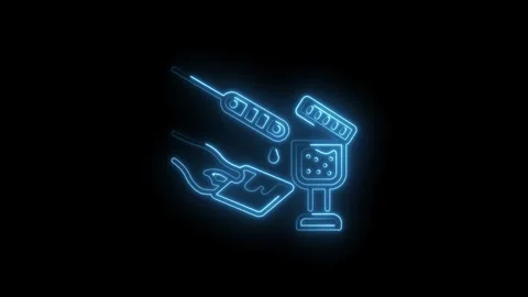 Blood test analysis diagnostic lab sample collection glowing neon outline on Stock Footage 322995405