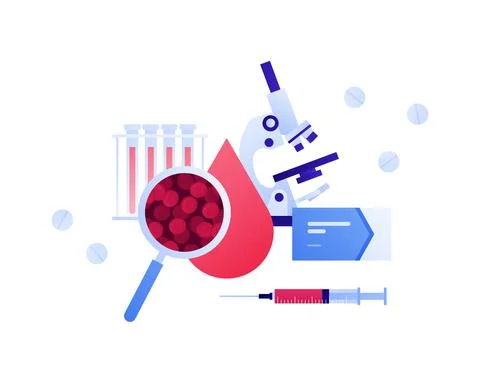 Blood test and illness analysis concept. Stock Illustration
