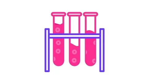 Blood test animated thin line icon: three test tubes with blood. Stock Footage 99108400
