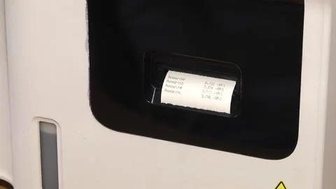 The blood test device gave the result on the check Video stock 95684212