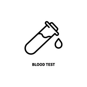 Blood Test Line Icon. Sample for Laboratory Research Linear Pictogram. Medical Stock Illustration