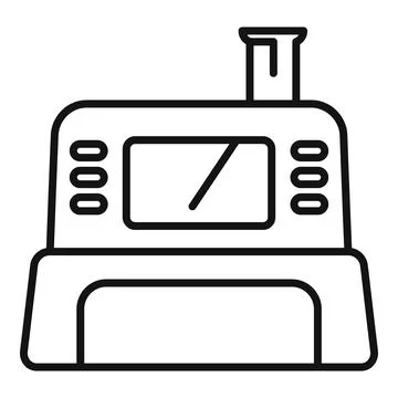 Blood test machine analyzing blood sample icon, outline style 스톡 일러스트