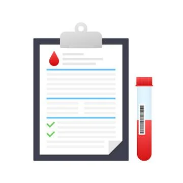Blood test result in flat style. Chemical laboratory research. Vector stock イラスト素材