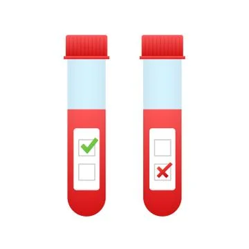 Blood test result in flat style. Chemical laboratory research. Vector stock Illustrazione stock