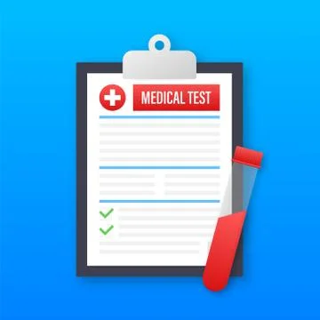Blood test result in flat style. Chemical laboratory research. Vector stock イラスト素材