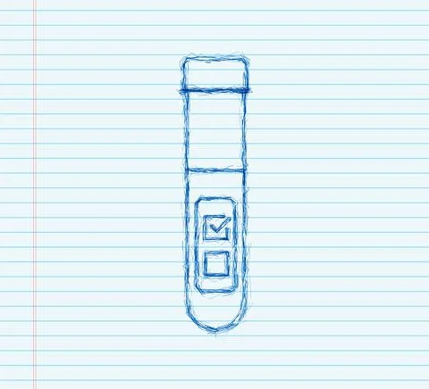 Blood test result in flat style. Chemical laboratory research. sketch icon 스톡 일러스트