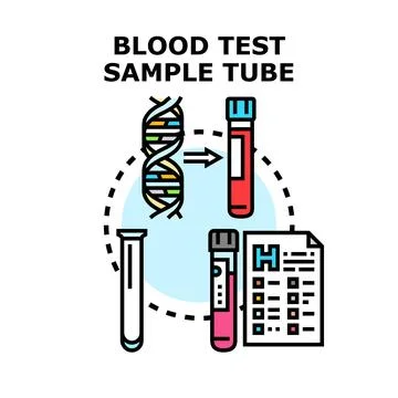 Blood test sample collection processing report concept 스톡 일러스트