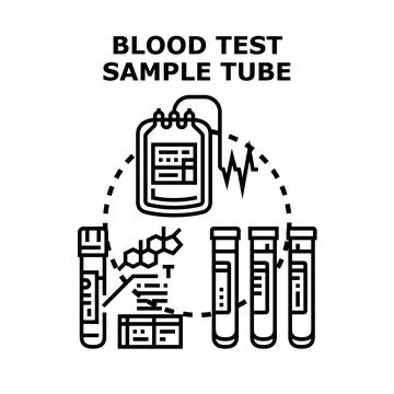 Blood test sample tubes and medical analysis concept 库存插图