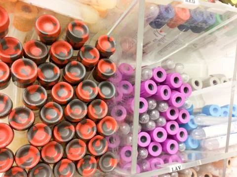 Blood test sample vials Stock Photos