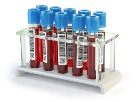 Blood test samples tubes isolated on white background Stock Illustration