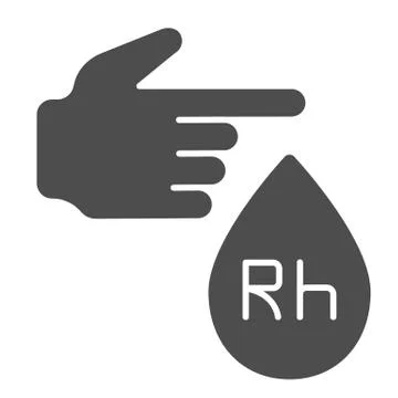 Blood test solid icon. Blood drop and hand vector illustration isolated on white Stock Illustration