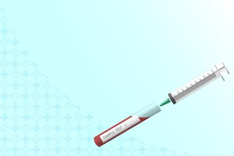 Blood test with syringe 3D vector illustration イラスト素材