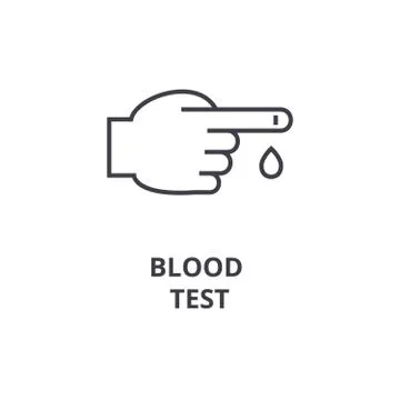 Blood test thin line icon, sign, symbol, illustation, linear concept, vector Stockillustratie
