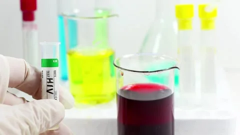 Blood test tube sample without name, empty space for text, laboratory backgro Stock Footage 137865077