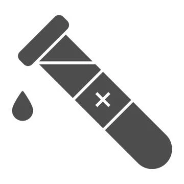 Blood in test tube solid icon, Medical tests concept, liquid in laboratory Stock Illustration