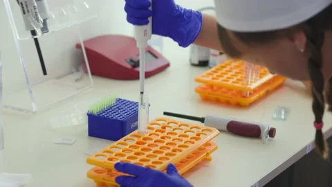 Blood test using pipette with drop of blood Stock Footage 234814546