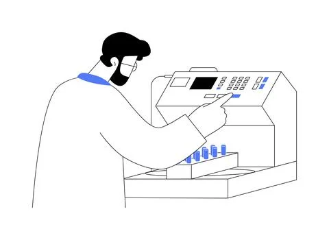 Blood testing machine abstract concept vector illustration. Stock Illustration