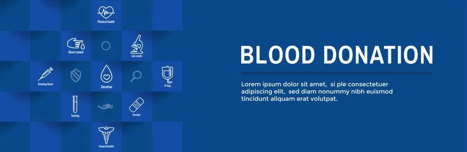 Blood testing work icon set &amp; web header banner Illustrazione stock