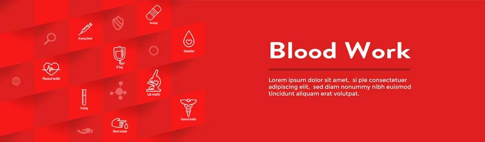 Blood testing work icon set &amp; web header banner イラスト素材