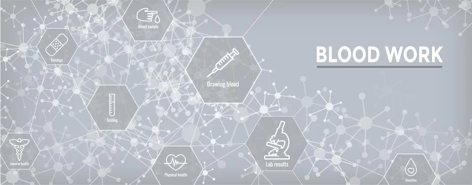 Blood testing work icon set &amp; web header banner イラスト素材