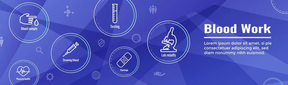 Blood testing work icon set &amp; web header banner イラスト素材