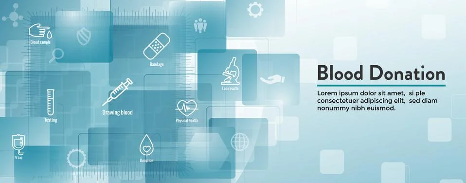 Blood testing work icon set &amp; web header banner イラスト素材