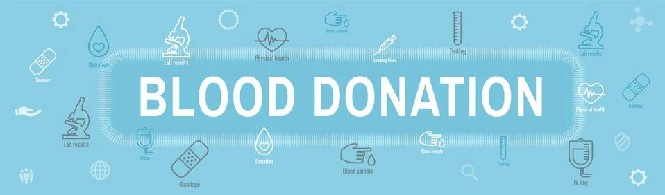 Blood testing work icon set &amp; web header banner Illustrazione stock