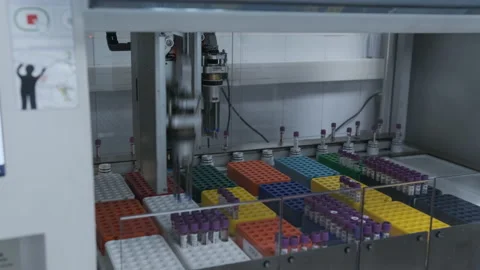 Blood tests, automatic line. COVID-19. Stock-Footage 148193088