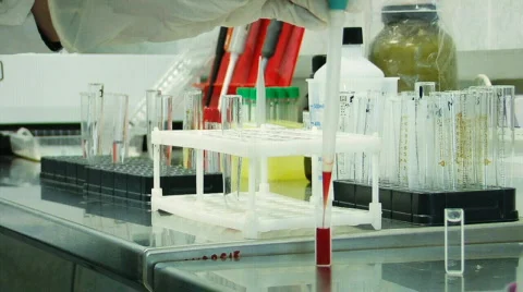 Blood tests in medical laboratory Stock Footage