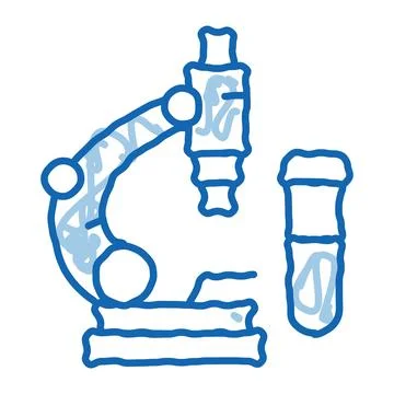 Blood tests under microscope doodle icon hand drawn illustration 스톡 일러스트