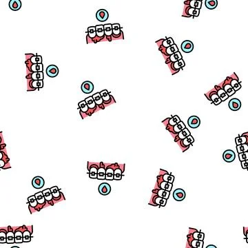 Blood from tooth braces vector seamless pattern Illustrazione stock