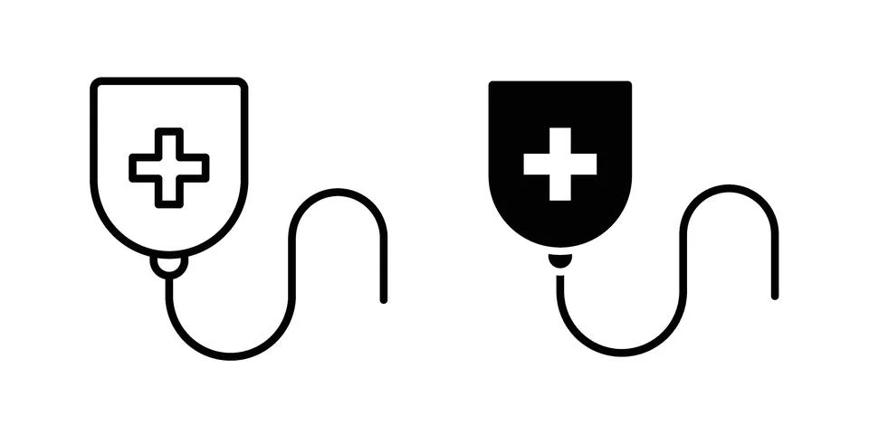 Blood transfusion icon vector concepts, line and silhouette style Stock Illustration