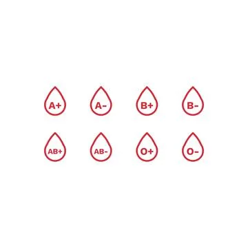 Blood Type Drops Icon Set 8 Red Line Icons Editable Stroke Vector Stock Illustration