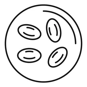 Blood under microscope icon, outline style Illustrazione stock