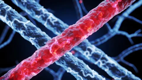 Blood Vessel Network Red &amp; Blue Microscopic Anatomy Stock Footage 304207340